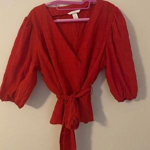 Red Blouse w/  tie in the middle- H&M (NEVER WORN)
